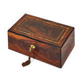 Luxury Giftware by Jere Matte Finish Tiger Wood Veneer with Inlay Design Locking Wooden Jewelry Box