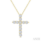 1/3 Ctw Round Cut Diamond Cross Pendant in 14K Yellow Gold with Chain