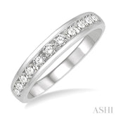 1/2 Ctw Channel Set 11 Stone Round Cut Diamond Wedding Band in 14K White Gold