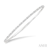 1/4 Ctw Bubble Motif Halfway Round Cut Bezel Diamond Flex Bangle in 14K White Gold