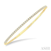 1 Ctw Round Cut Diamond Halfway Straight Flex Bangle in 14K Yellow Gold