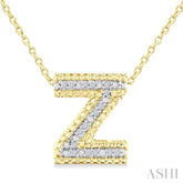 1/20 Ctw Bubble Accent Initial 'Z' Round Cut Diamond Fashion Pendant With Chain in Yellow Gold Vermeil