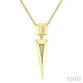 1/50 Ctw Pyramid Round Cut Diamond Fashion Pendant in 14K Yellow Gold