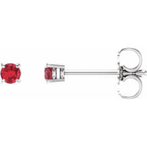 14K White Gold 2.5 mm Lab-Grown Ruby Earrings