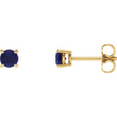 14K Yellow Gold 5 mm Lab-Grown Blue Sapphire Earrings