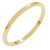 14K Yellow Gold 1.5 mm Lightweight Half Round Band Size 9.5