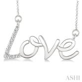 1/50 Ctw Round Cut Diamond Love Pendant with Chain in Sterling Silver