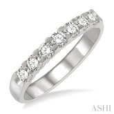 3/4 Ctw 7 Stone Round Cut Diamond Wedding Band in 14K White Gold