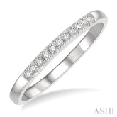 1/10 Ctw 11 Stone Round Cut Diamond Wedding Band in 14K White Gold