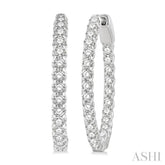 1 1/2 Ctw Inside-Out Round Cut Diamond Hoop Earrings in 14K White Gold