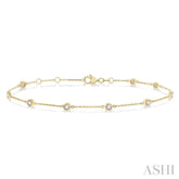 1/2 Ctw Circular Mount Round Cut Diamond Station Bracelet in 14K Yellow Gold