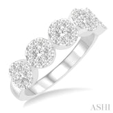 1 Ctw 5-Stone Lovebright Round Cut Diamond Band in 14K White Gold