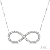1 Ctw Round Cut Diamond Infinity Pendant With Chain in 14K White Gold