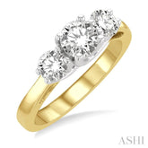 1 1/4 Ctw Round Cut Diamond Past Present & Future Engagement Ring in 14K Yellow and White Gold