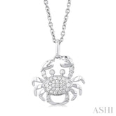 1/6 Ctw Petite Crab Round Cut Diamond Fashion Pendant With Chain in 10K White Gold