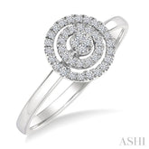 1/6 Ctw Double Halo Round shape Petite Round Cut Diamond Fashion Ring in 10K White Gold