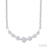1/8 Ctw Petite Smile Graduated Round Cut Diamond Necklace in Sterling Silver