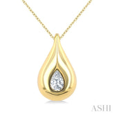 1/4 Ctw Teardrop Pear Cut Diamond Fashion Pendant With Chain in 14K Yellow Gold