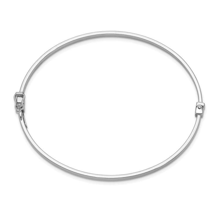 14k White Gold Polished 3.00mm Hinged Oval Bangle Bracelet