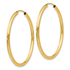 14k 2x35mm Polished Round Endless Tube Hoop Earrings