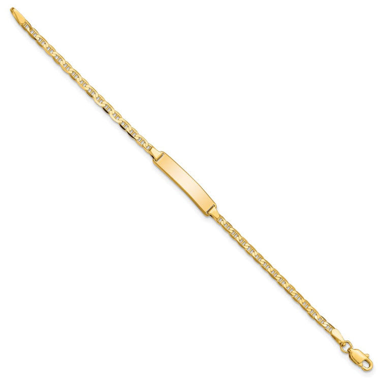 14k Polished Solid Chain/Solid Plate Flat Anchor Link 20x4mm Plate 5.5 inch Baby/Child ID Bracelet