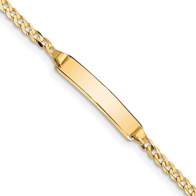 14k Polished Solid Chain/Solid Plate Curb Link 20x4.8mm Plate 5.5 inch Baby/Child ID Bracelet