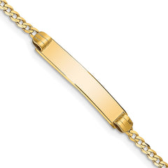 14k Polished Solid Chain/Solid Plate Curb Link 25x5mm Plate 7 inch ID Bracelet