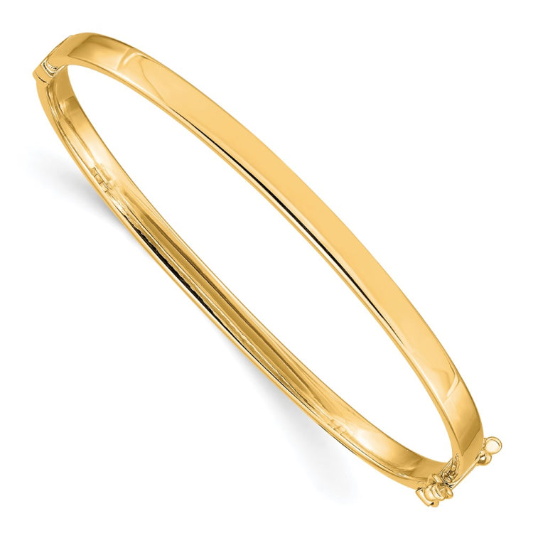 14k Polished 4.00mm Hinged Oval Bangle Bracelet