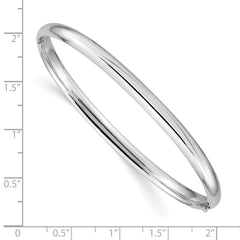 14k White Gold High Polished 5.00mm Hinged Oval Bangle Bracelet