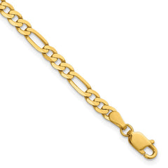 14K 7 inch 4mm Flat Figaro with Lobster Clasp Bracelet