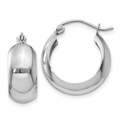 14k White Gold 7x19mm Polished Hoop Earrings