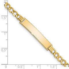 14k Polished Semi-Solid Chain/Solid Plate Curb Link 33x6.75mm Plate 8 inch ID Bracelet