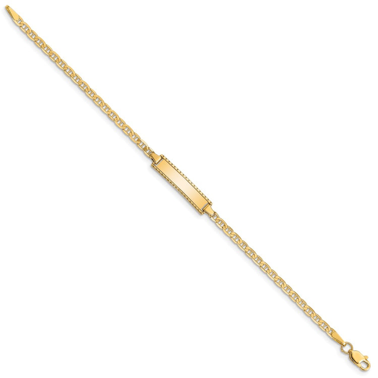 14k Polished Solid Chain/Solid Plate Anchor Link 18.5x5mm Plate 6 inch Baby/Child ID Bracelet