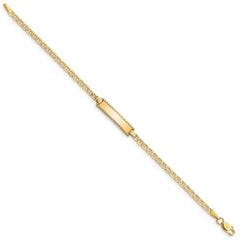 14k Polished Solid Chain/Solid Plate Anchor Link 18.5x5mm Plate 6 inch Baby/Child ID Bracelet