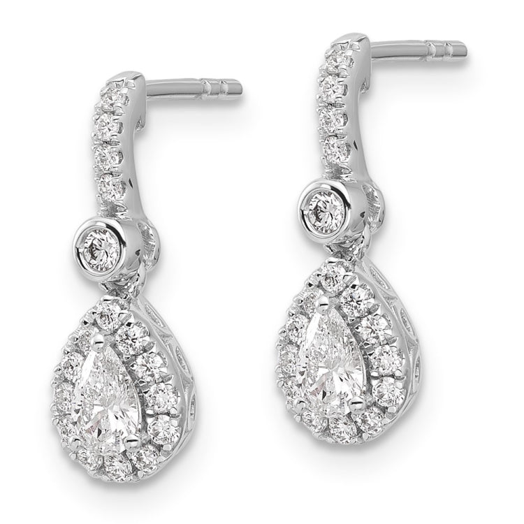 14k White Gold 5/8 carat Lab Grown Diamond VS+ F+ Complete Pear Dangle Post Earrings