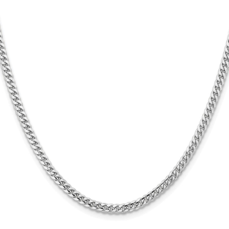 14k White Gold 3.5mm Solid Miami Cuban Chain