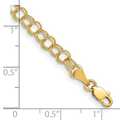 14k 4mm Solid Double Link 7 inch Charm Bracelet