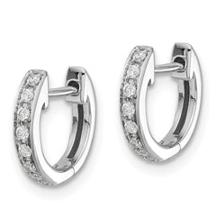 14k White Gold 1/6 carat Diamond Hinged Hoop Earrings