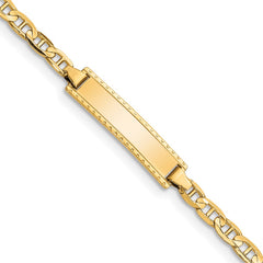 14k Polished Solid Chain/Solid Plate Anchor Link 20x5mm Plate 6 inch Baby/Child ID Bracelet