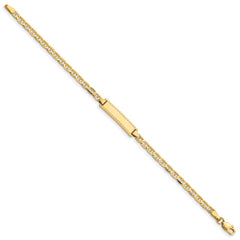 14k Polished Solid Chain/Solid Plate Anchor Link 20x5mm Plate 6 inch Baby/Child ID Bracelet
