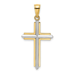14K Two-tone Polished Cross Charm