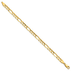 14K 8 inch 5.5mm Concave Open Figaro with Lobster Clasp Bracelet