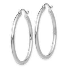 14k White Gold 2x30mm Polished Tube Hoop Earrings