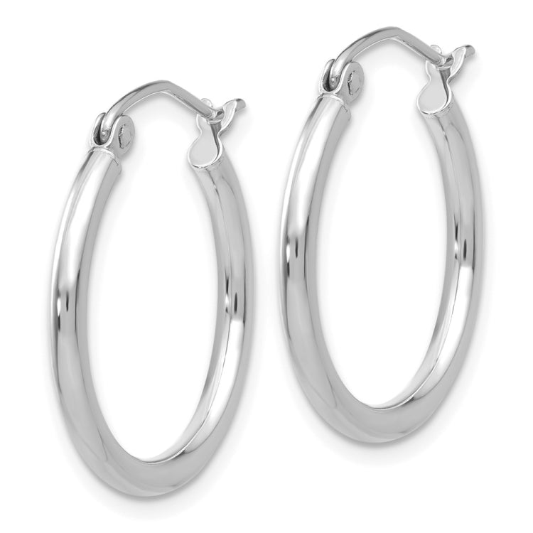 14k White Gold 2x20mm Polished Tube Hoop Earrings