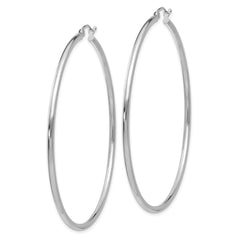 14k White Gold 2x60mm Polished Tube Hoop Earrings