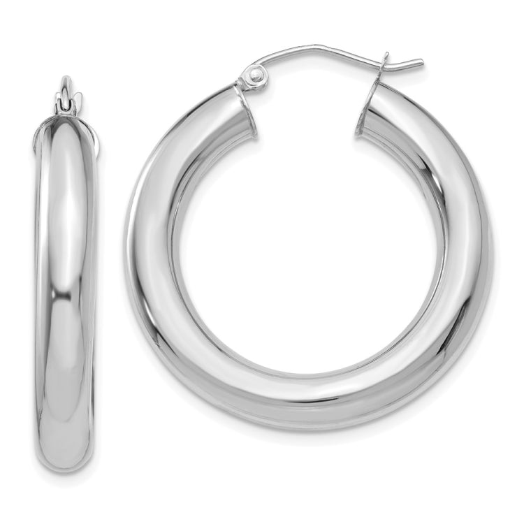 14k White Gold 5x30mm Polished Tube Hoop Earrings