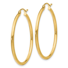 14k 2x35mm Polished Tube Hoop Earrings