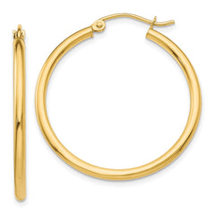 14k 2x30mm Polished Tube Hoop Earrings