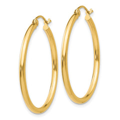 14k 2x30mm Polished Tube Hoop Earrings