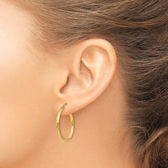 14k 2x25mm Polished Tube Hoop Earrings